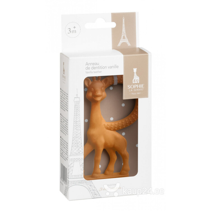 Vulli Inel dentitie vanilie in cutie cadou, Girafa Sophie Orange