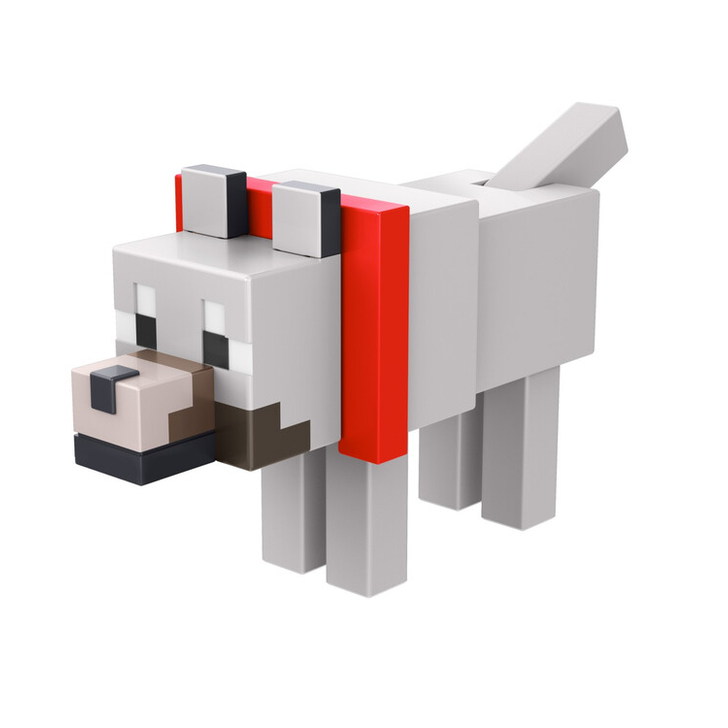 MINECRAFT CRAFT A BLOCK FIGURINA TAMED WOLF 8CM